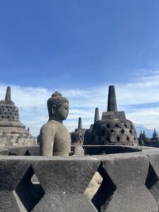 An open stupa in Borobudur Temple